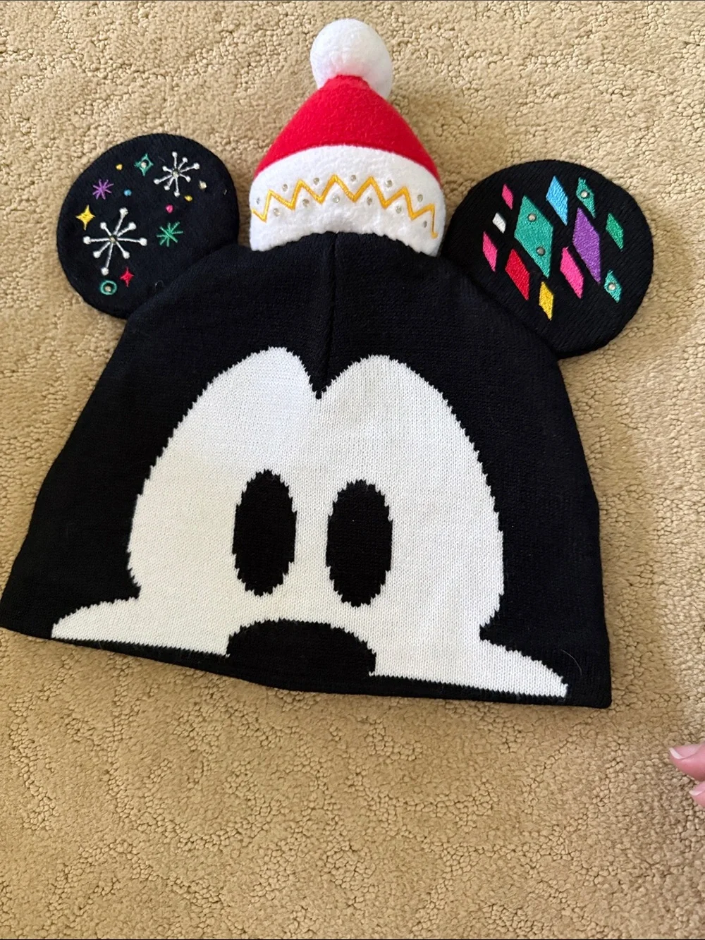 Disney Black & White Mickey LED Pom Beanie Hat